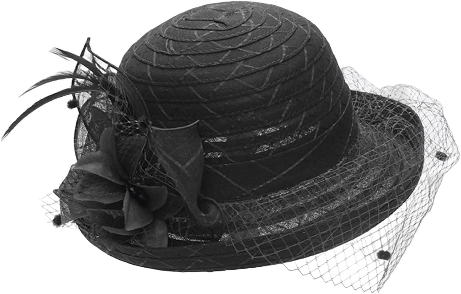 Spring Summer Mesh Sunshade Cap Flower Temperament Wedding Dress Hat Sun Large Brim Hat Derby Hats for Women 2025