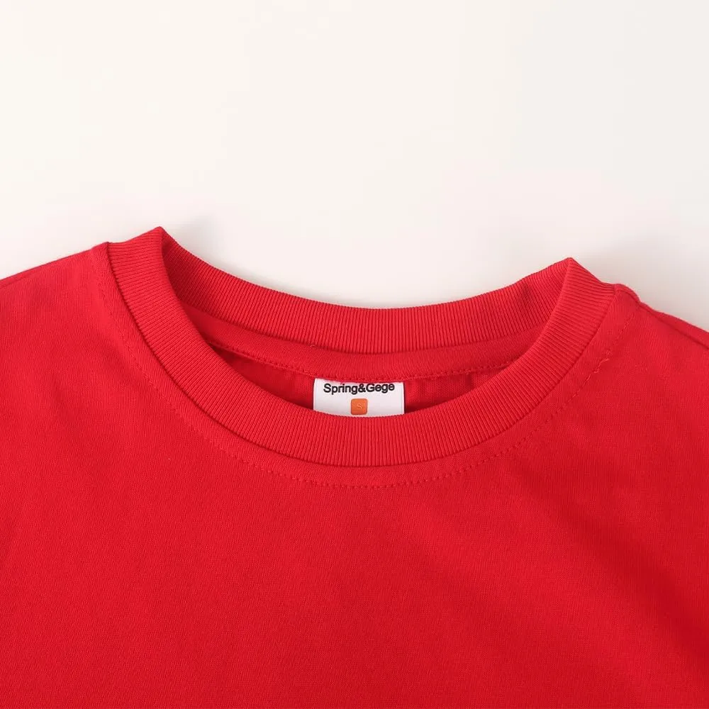 Spring&Gege Boys Heavyweight Soft Cotton Short Sleeve Crewneck T Shirts(5-14 Years)