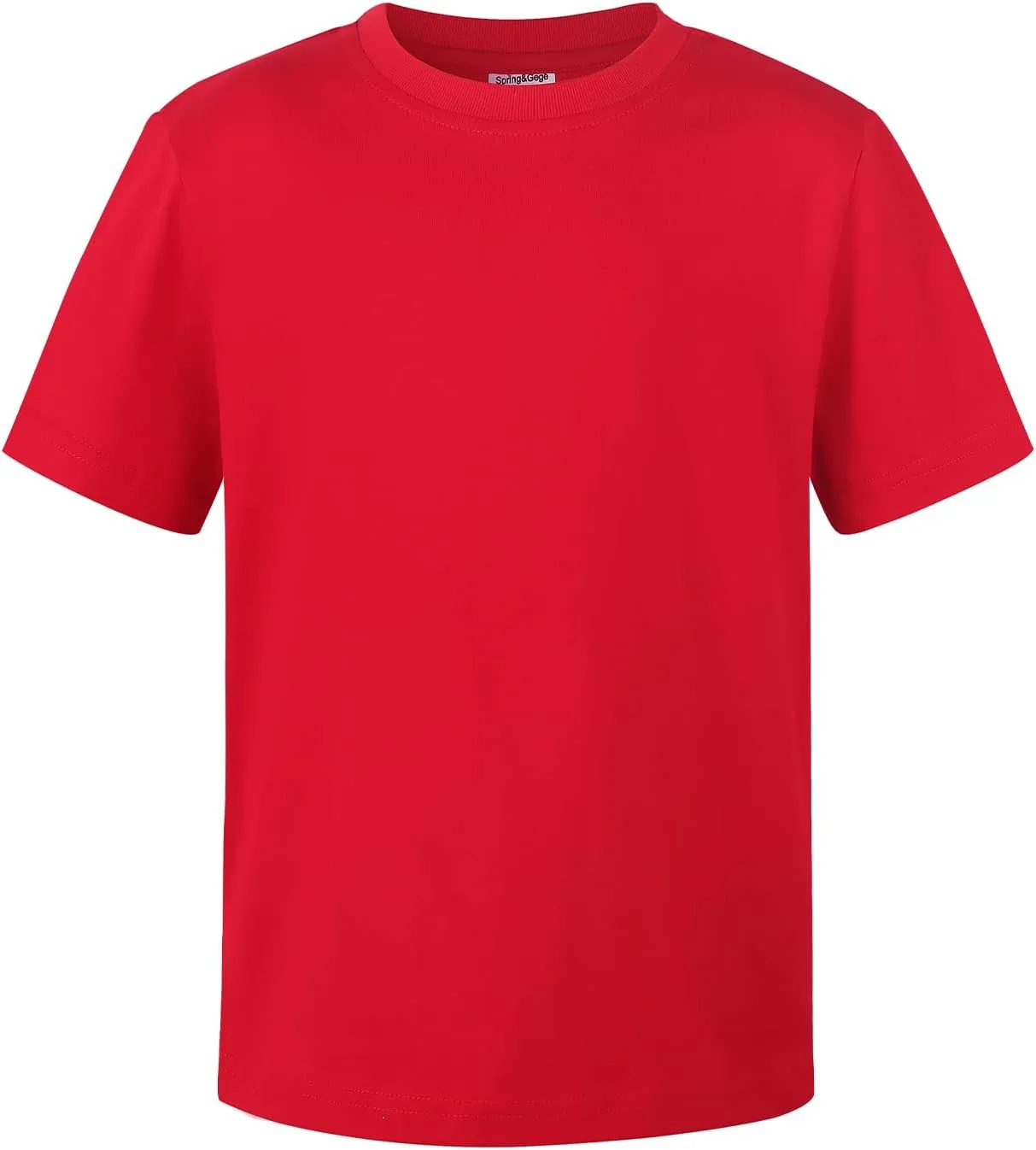 Spring&Gege Boys Heavyweight Soft Cotton Short Sleeve Crewneck T Shirts(5-14 Years)