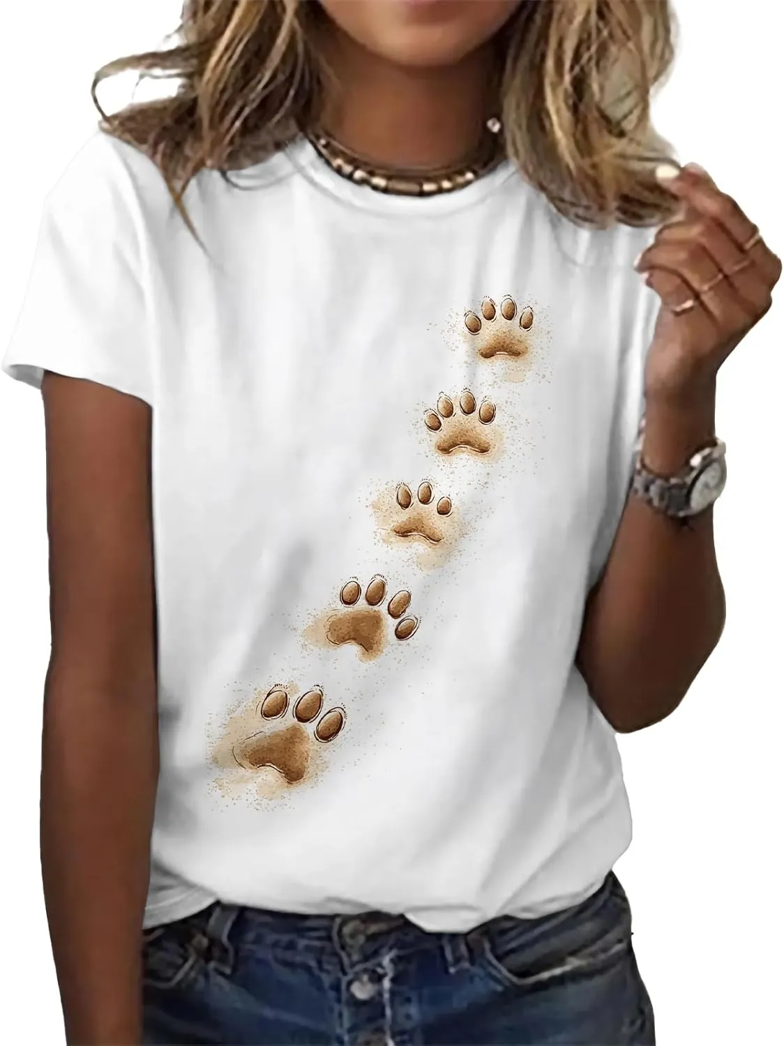 Summer Cute Short Sleeve Shirts for Women Casual Animal Graphic T Shirts Comfy Soft Cotton Tees for Spring Fall