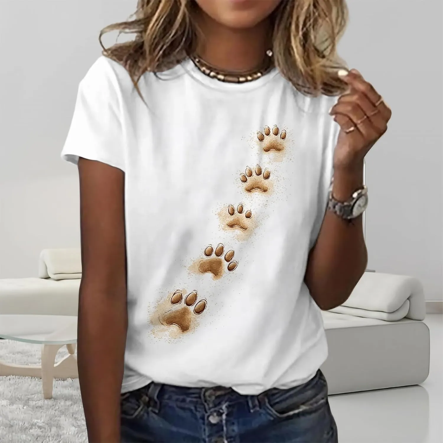 Summer Cute Short Sleeve Shirts for Women Casual Animal Graphic T Shirts Comfy Soft Cotton Tees for Spring Fall