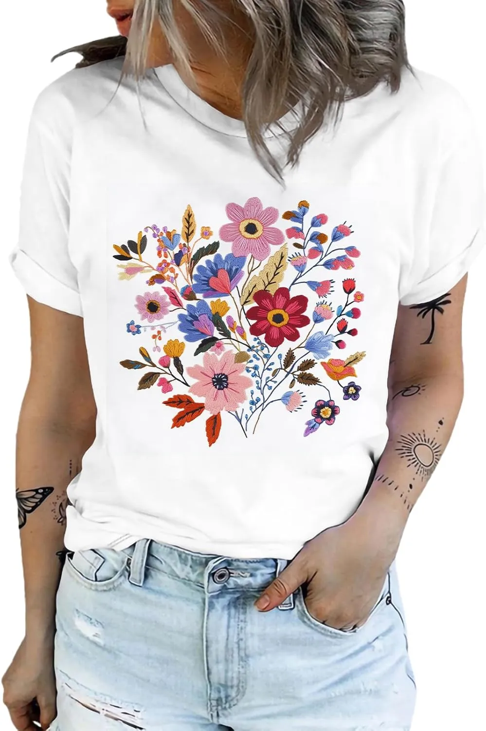 Summer Cute Short Sleeve Shirts for Women Casual Animal Graphic T Shirts Comfy Soft Cotton Tees for Spring Fall