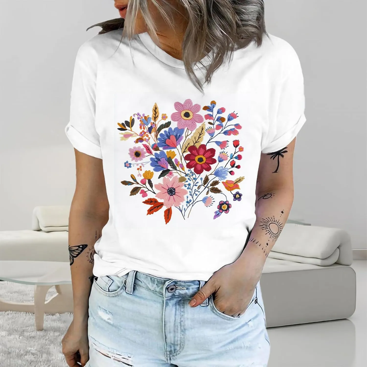 Summer Cute Short Sleeve Shirts for Women Casual Animal Graphic T Shirts Comfy Soft Cotton Tees for Spring Fall