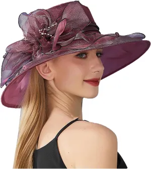 Sun Hat for Women Wide Brim Casual Elegant Outdoor Sport UPF 50  Elastic Flower Decoration Beach Hats Summer