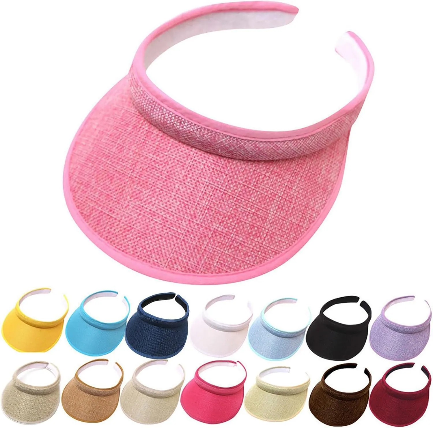 Sun Visor Hats Women Men Adjustable Clip On Wide Brim Visors Hat Outdoor Sports Golf Beach Travel Activity Tennis Caps