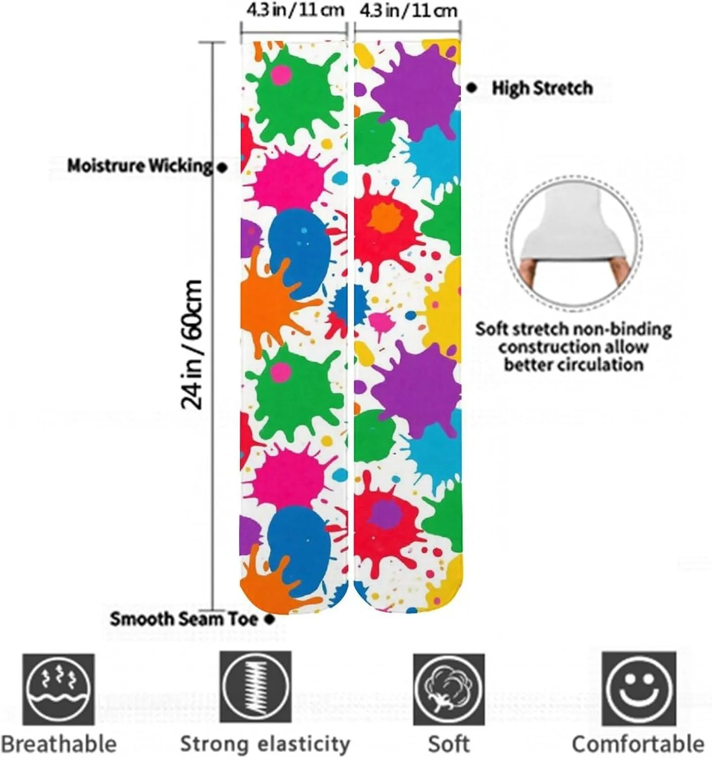 Supdreamc Women Girls Soft Cotton Dress Socks for Work, Football, Yoga