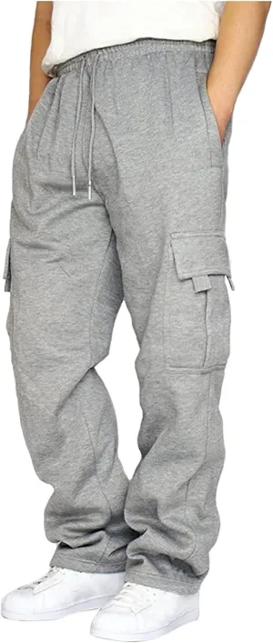 Sweatpants for Men Pants Track Cuff Lace up Spliced Solid Color Workout Pants Fleece Active Tech Joggers