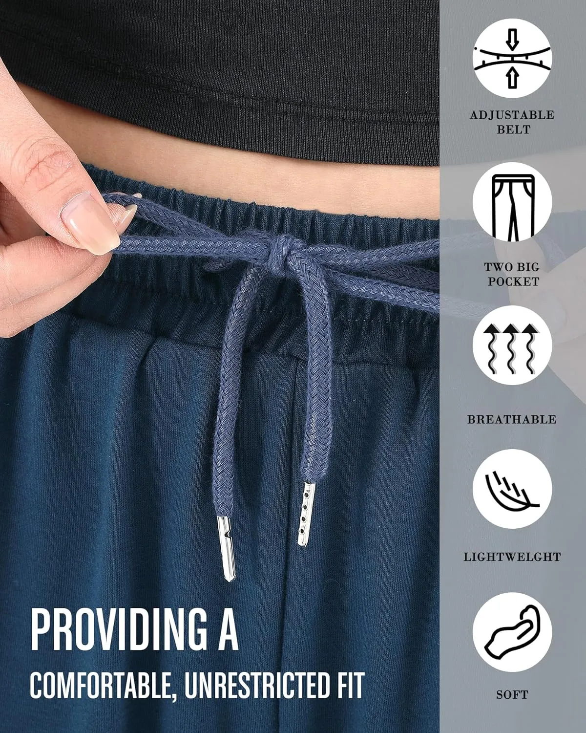Taiyin 5 Pack Women's Ultra Soft Lounge Capri Joggers Sweatpants with Pockets for Athletic Running Yoga Workout Lounge Pants