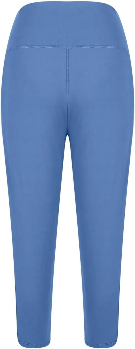 TANGNADE Women Yoga Capri Pants Plus Size Leggings Stretchy High Waist Workout Trouser Workout Pants with Pockets