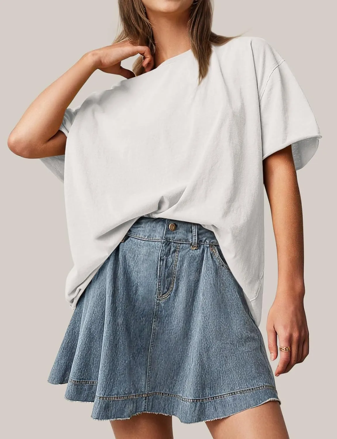 TARSE Oversized Tshirts for Women 2024 Loose Fit Summer Tunic Tops Soft Cotton Short Sleeve Boxy Tee