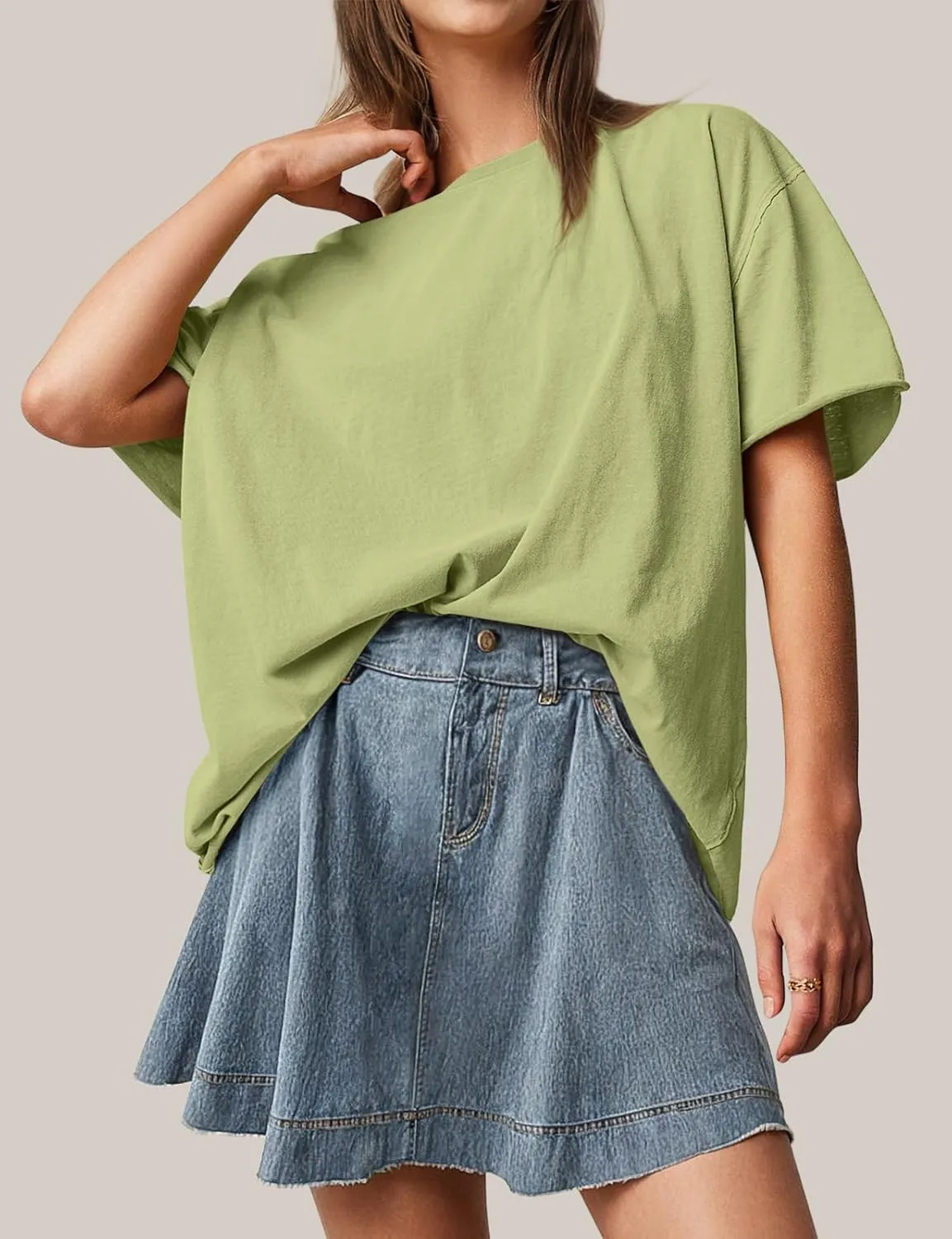 TARSE Oversized Tshirts for Women 2024 Loose Fit Summer Tunic Tops Soft Cotton Short Sleeve Boxy Tee