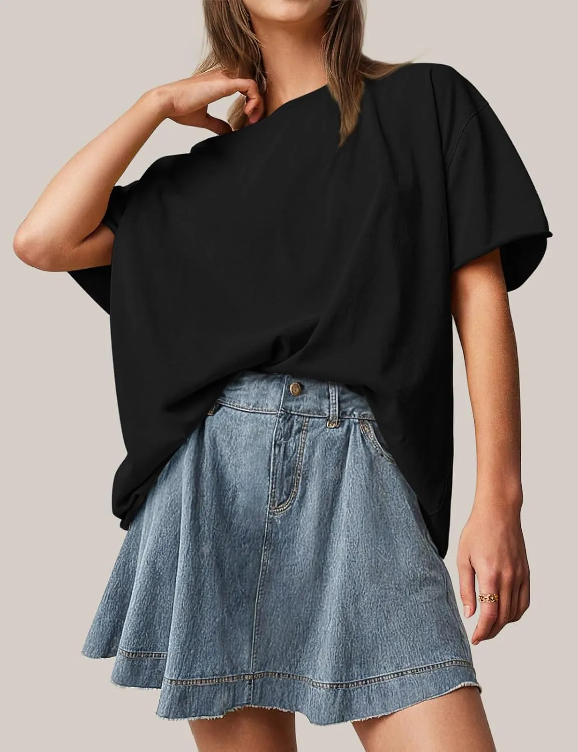 TARSE Oversized Tshirts for Women 2024 Loose Fit Summer Tunic Tops Soft Cotton Short Sleeve Boxy Tee