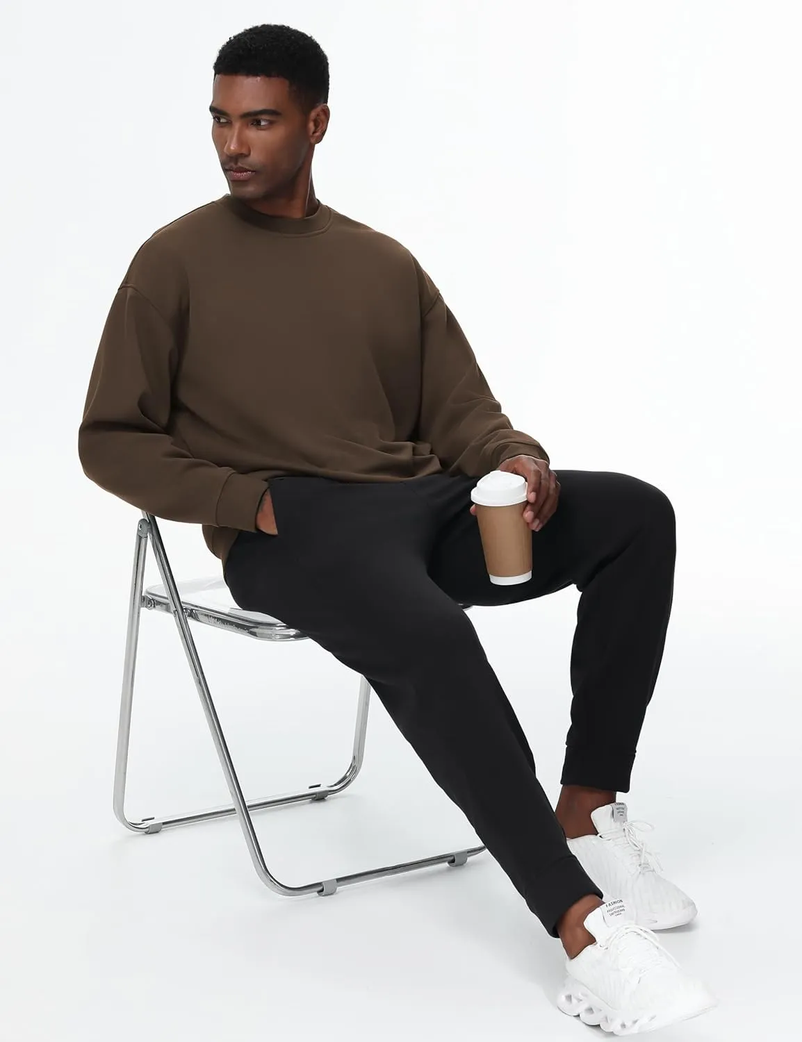 THE GYM PEOPLE Men's Crewneck Loose fit Sweatshirt Lightweight Soft Basic Pullover Tops