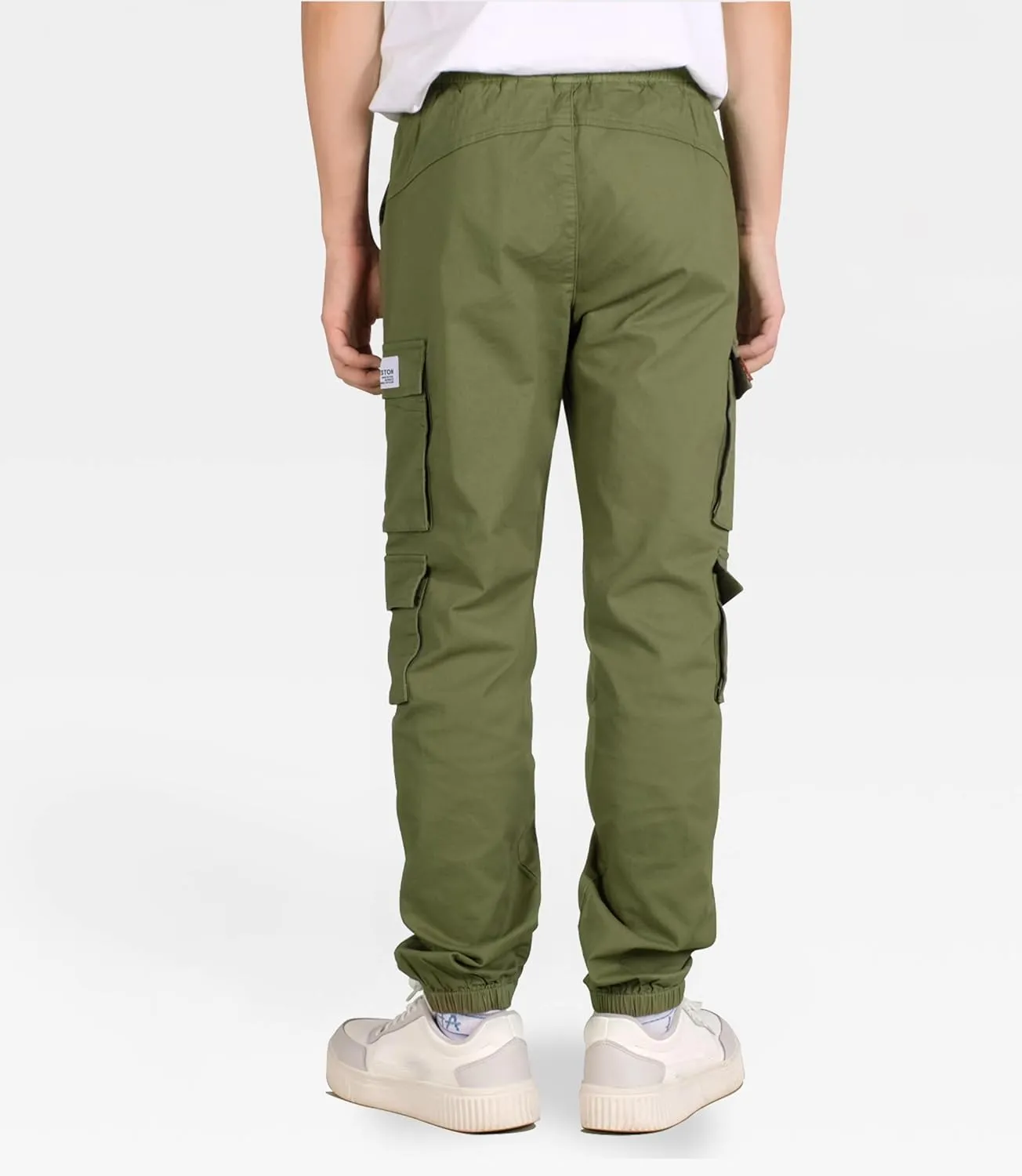 TLAENSON Boys Cargo Pants Cotton Casual Pants Drawstring Loose Jogging Bottoms Elastic Cuffed Cargo Joggers