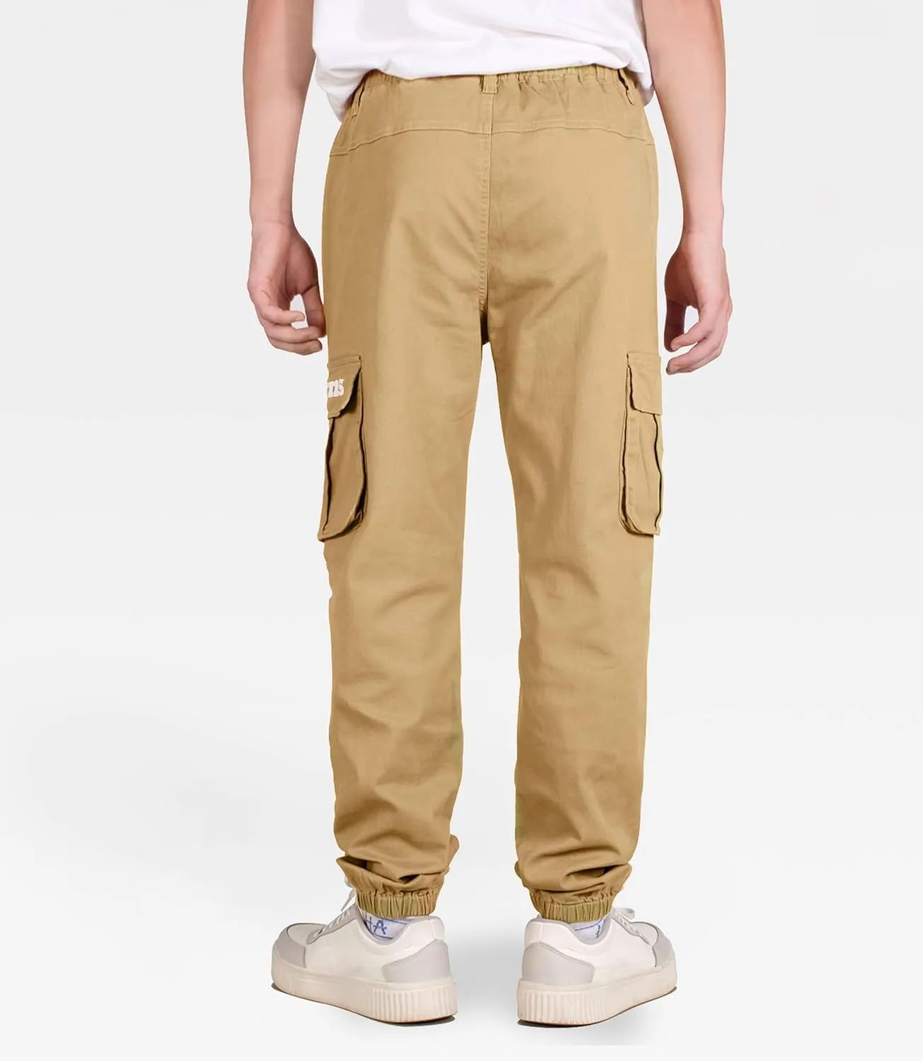 TLAENSON Boys Cargo Pants Cotton Casual Pants Drawstring Loose Jogging Bottoms Elastic Cuffed Cargo Joggers