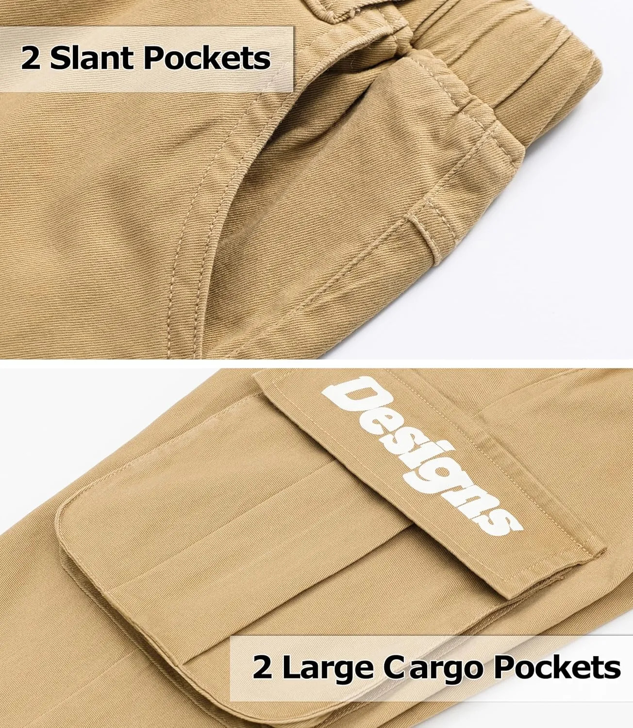 TLAENSON Boys Cargo Pants Cotton Casual Pants Drawstring Loose Jogging Bottoms Elastic Cuffed Cargo Joggers