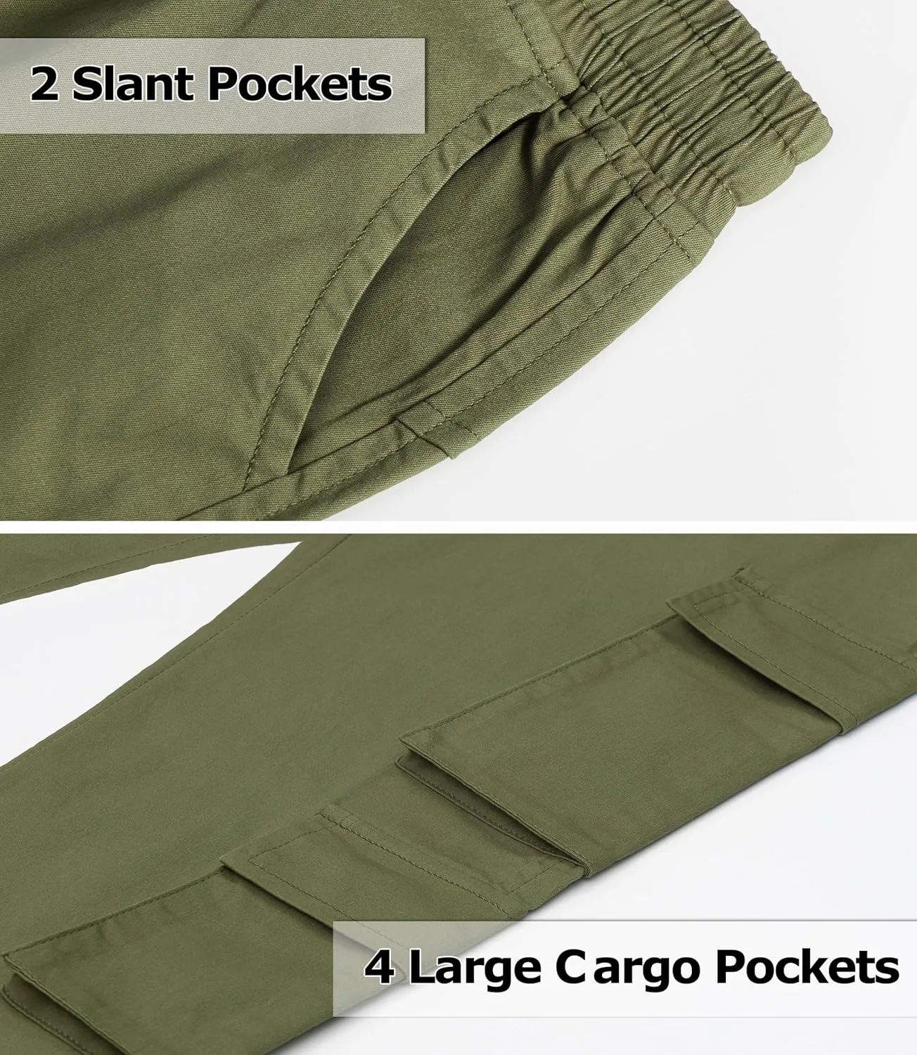 TLAENSON Boys Cargo Pants Cotton Casual Pants Drawstring Loose Jogging Bottoms Elastic Cuffed Cargo Joggers