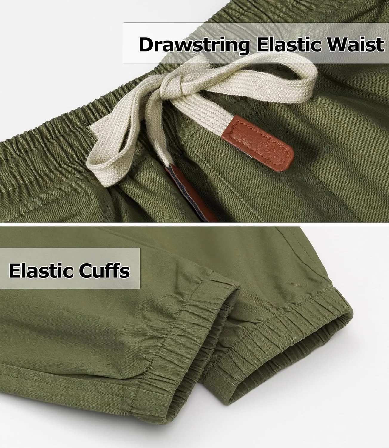 TLAENSON Boys Cargo Pants Cotton Casual Pants Drawstring Loose Jogging Bottoms Elastic Cuffed Cargo Joggers
