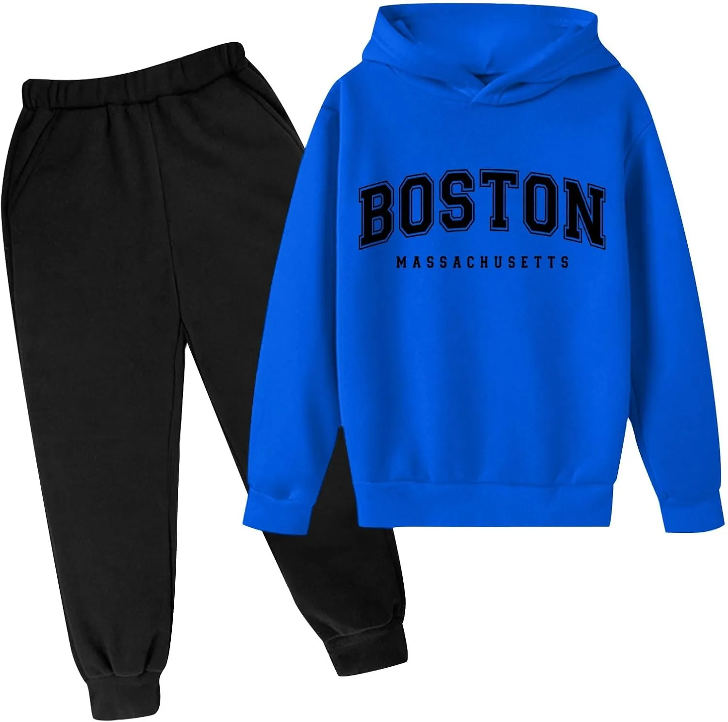 Toddler Boy's Sets Long Sleeve Pullover Hoodie and Jogger Sweatpants Set Letter Print Fall Winter Outfits