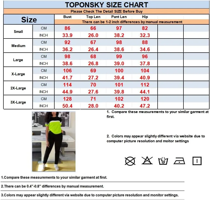 TOPONSKY Women Two Piece Outfits Short-Sleeve Long-Pant Sets With Pockets