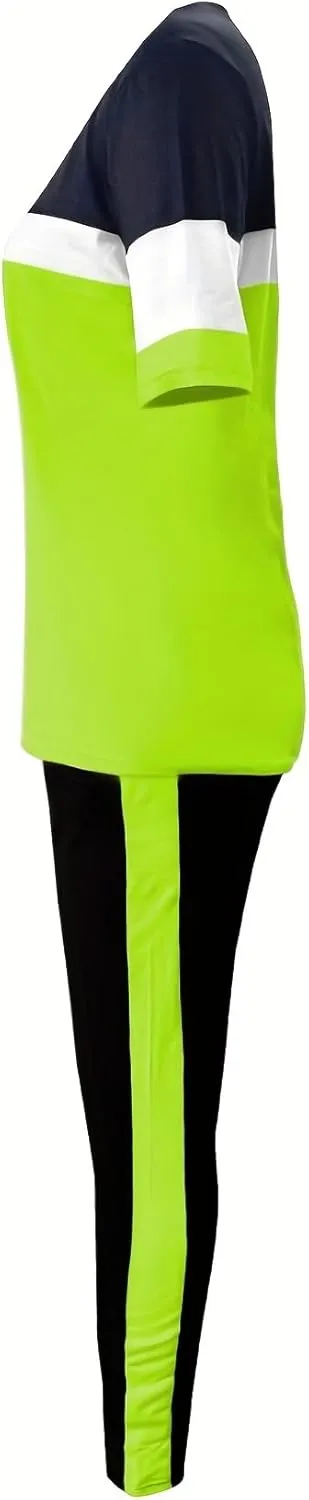 TOPONSKY Women Two Piece Outfits Short-Sleeve Long-Pant Sets With Pockets