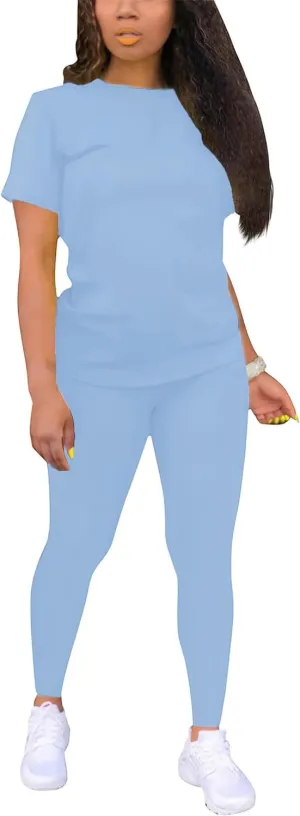 TOPONSKY Women Two Piece Workout Outfits Sports Long-Pants & Short-Top Sets