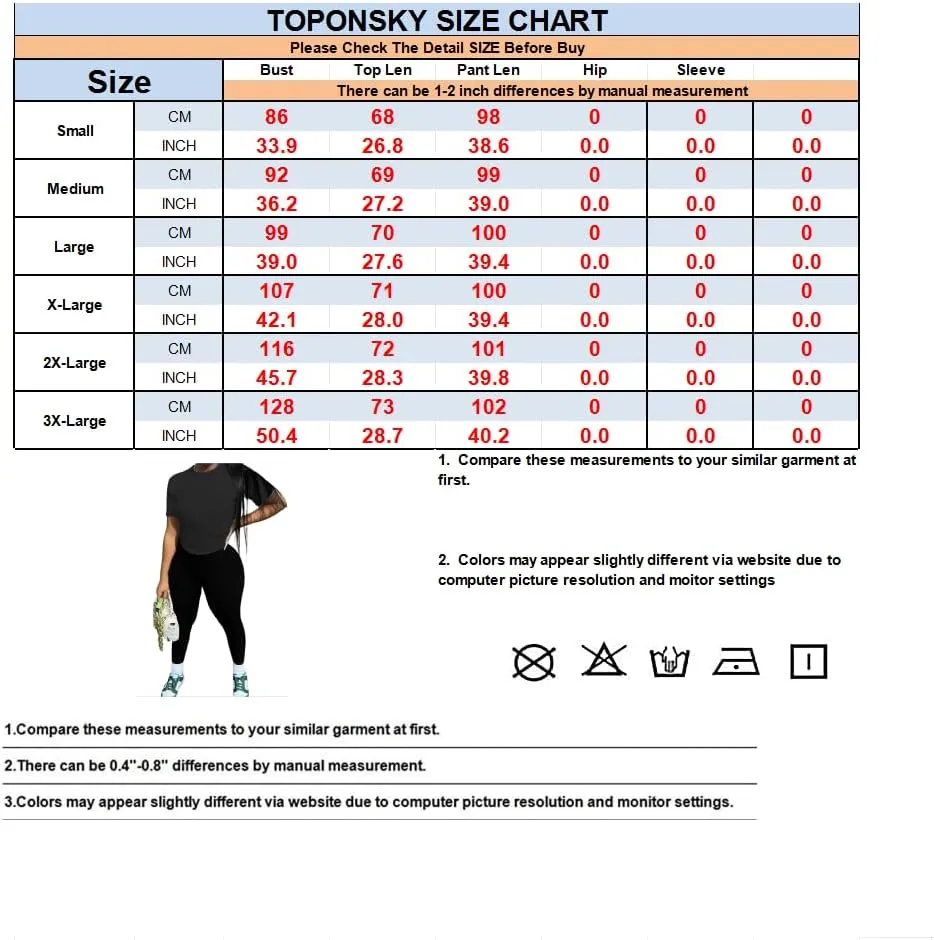 TOPONSKY Women Two Piece Workout Outfits Sports Long-Pants & Short-Top Sets