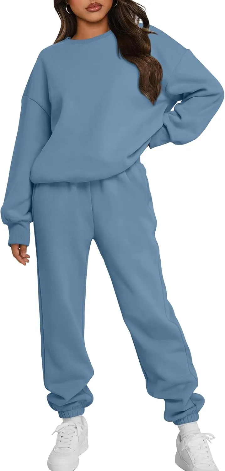 Trendy Queen Sweatsuits Women 2 Piece Outfits Two Piece Crewneck Sweatshirts Sets Lounge Fall Sweatpants 2025 Tracksuits