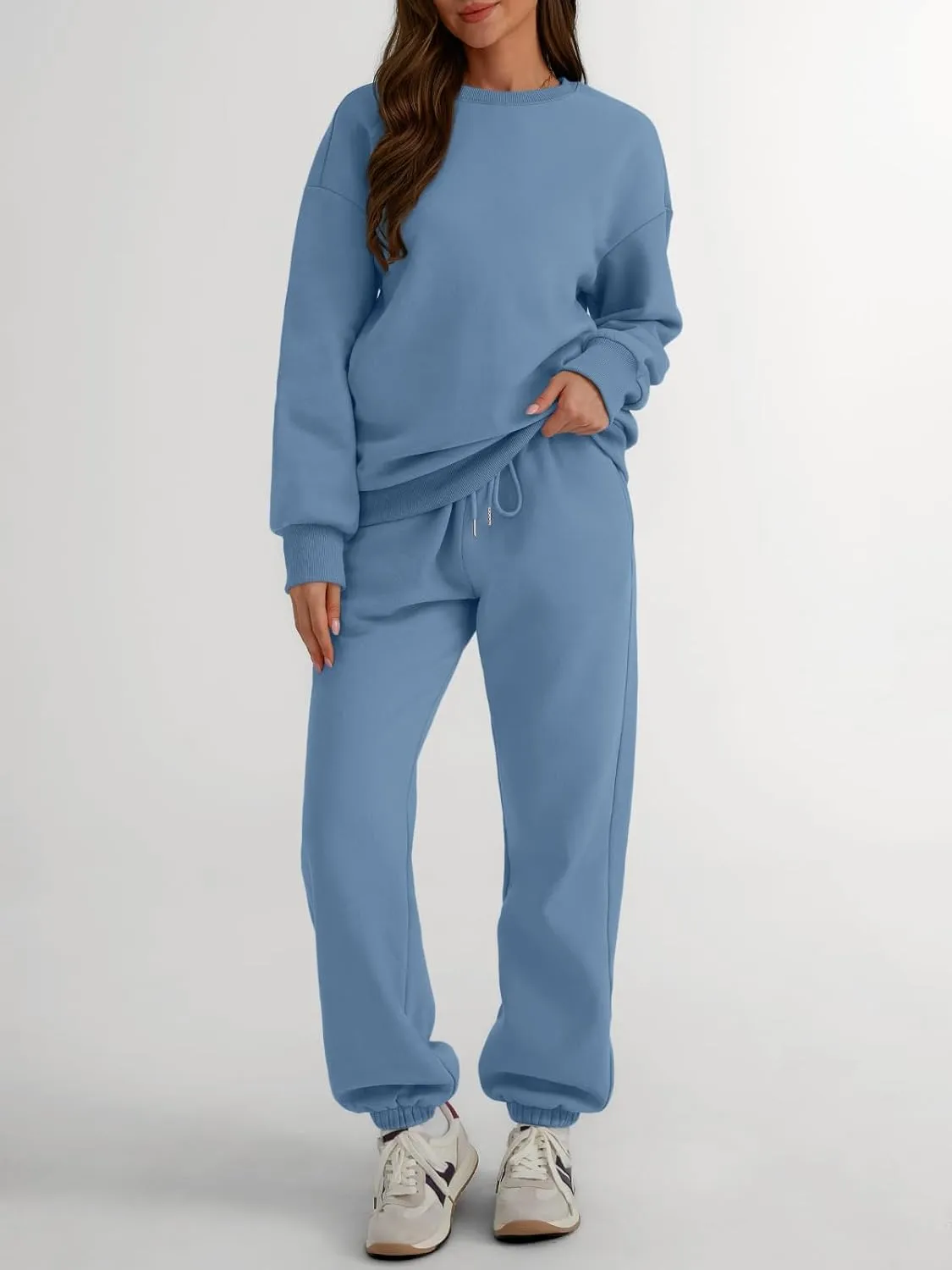 Trendy Queen Sweatsuits Women 2 Piece Outfits Two Piece Crewneck Sweatshirts Sets Lounge Fall Sweatpants 2025 Tracksuits