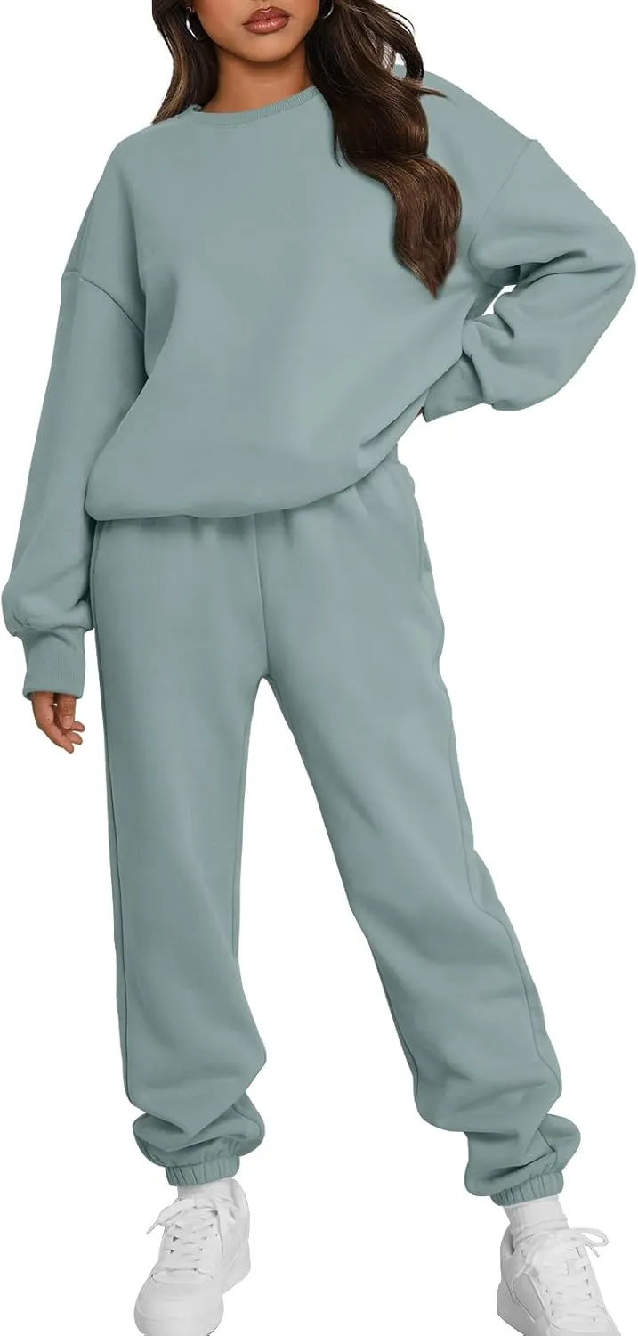 Trendy Queen Sweatsuits Women 2 Piece Outfits Two Piece Crewneck Sweatshirts Sets Lounge Fall Sweatpants 2025 Tracksuits