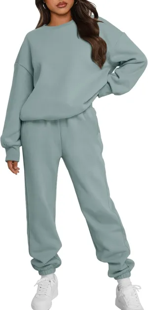 Trendy Queen Sweatsuits Women 2 Piece Outfits Two Piece Crewneck Sweatshirts Sets Lounge Fall Sweatpants 2025 Tracksuits