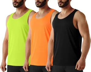 URBEST Men's Neon Workout Sleeveless Shirts Quick Dry Swim Beach Muscle Gym Running Athletic Tank Top