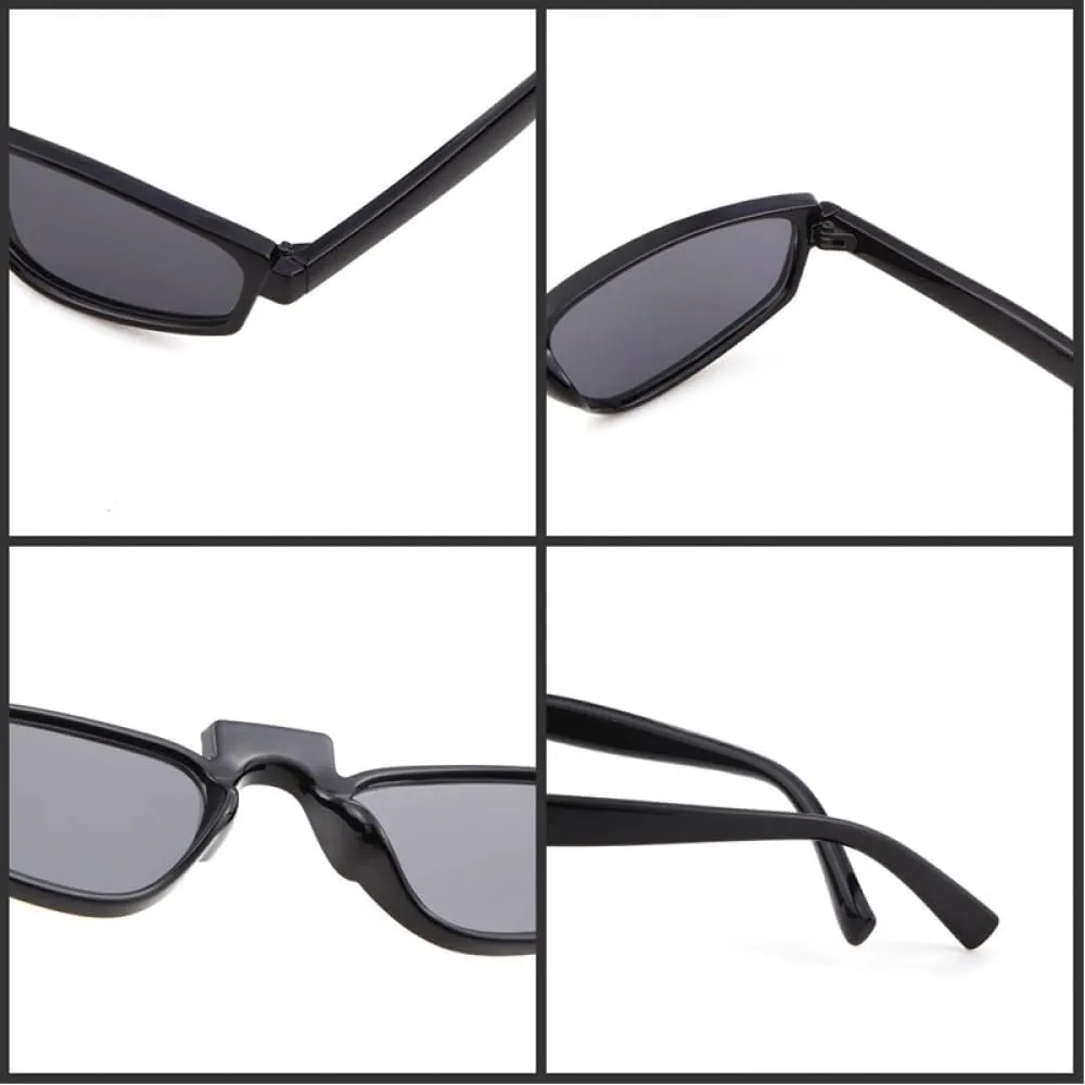 Vintage Small Sunglasses Fashion Steampunk Small Cat Eye Sun Glasses Skinny Black White Shade Female Eyewear