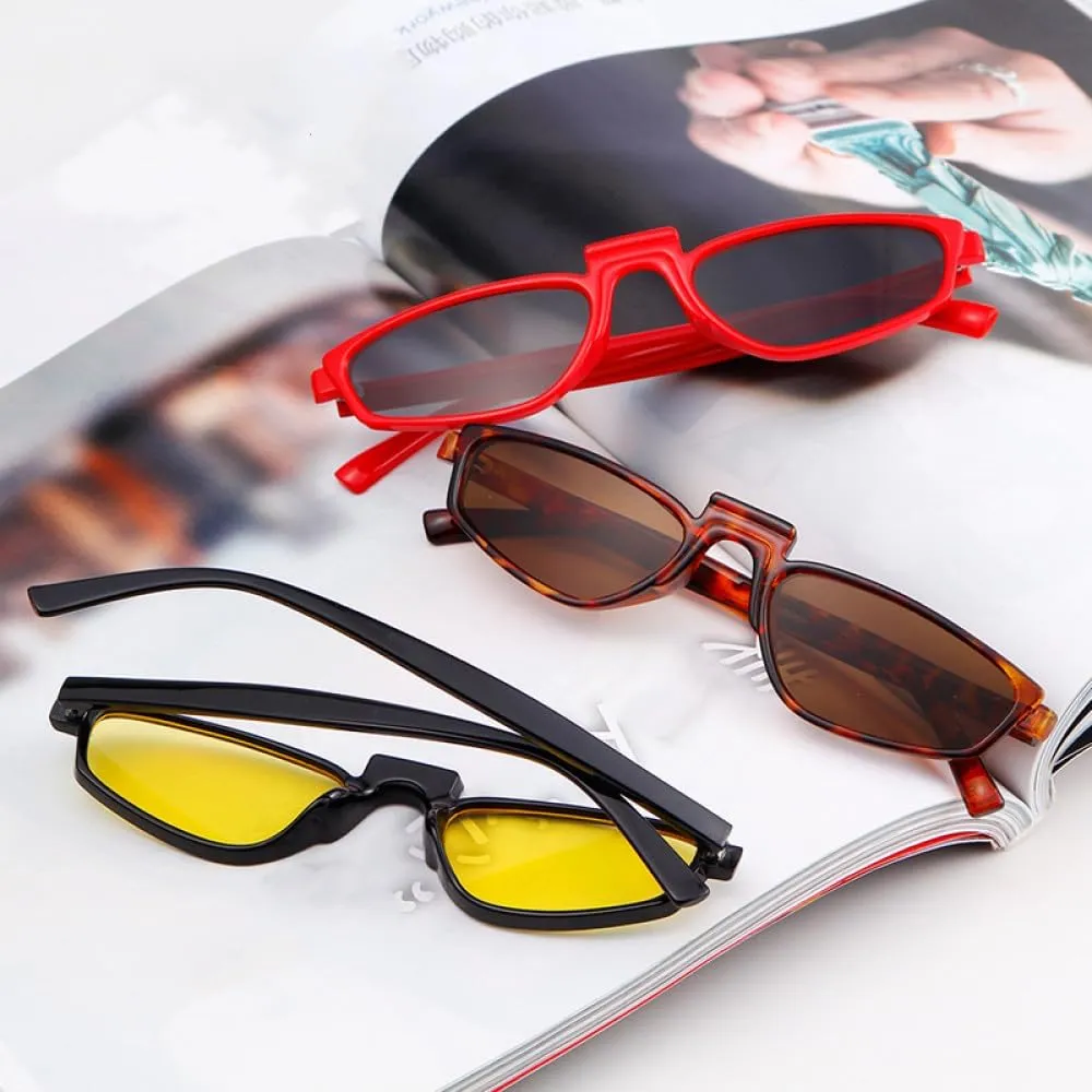 Vintage Small Sunglasses Fashion Steampunk Small Cat Eye Sun Glasses Skinny Black White Shade Female Eyewear