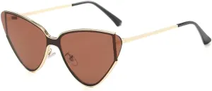 Woman Black Metal Sun Glasses Female Cateye Eyeglasses Ladies Rimless Cat Eye Vintage Sunglasses UV400