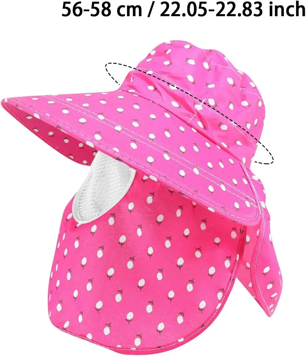 Women Adjustable Print Sun Hats Wide Brim Shawls Breathable Sunscreen Sun Hats Outdoor Riding Ponytail Visors Cap