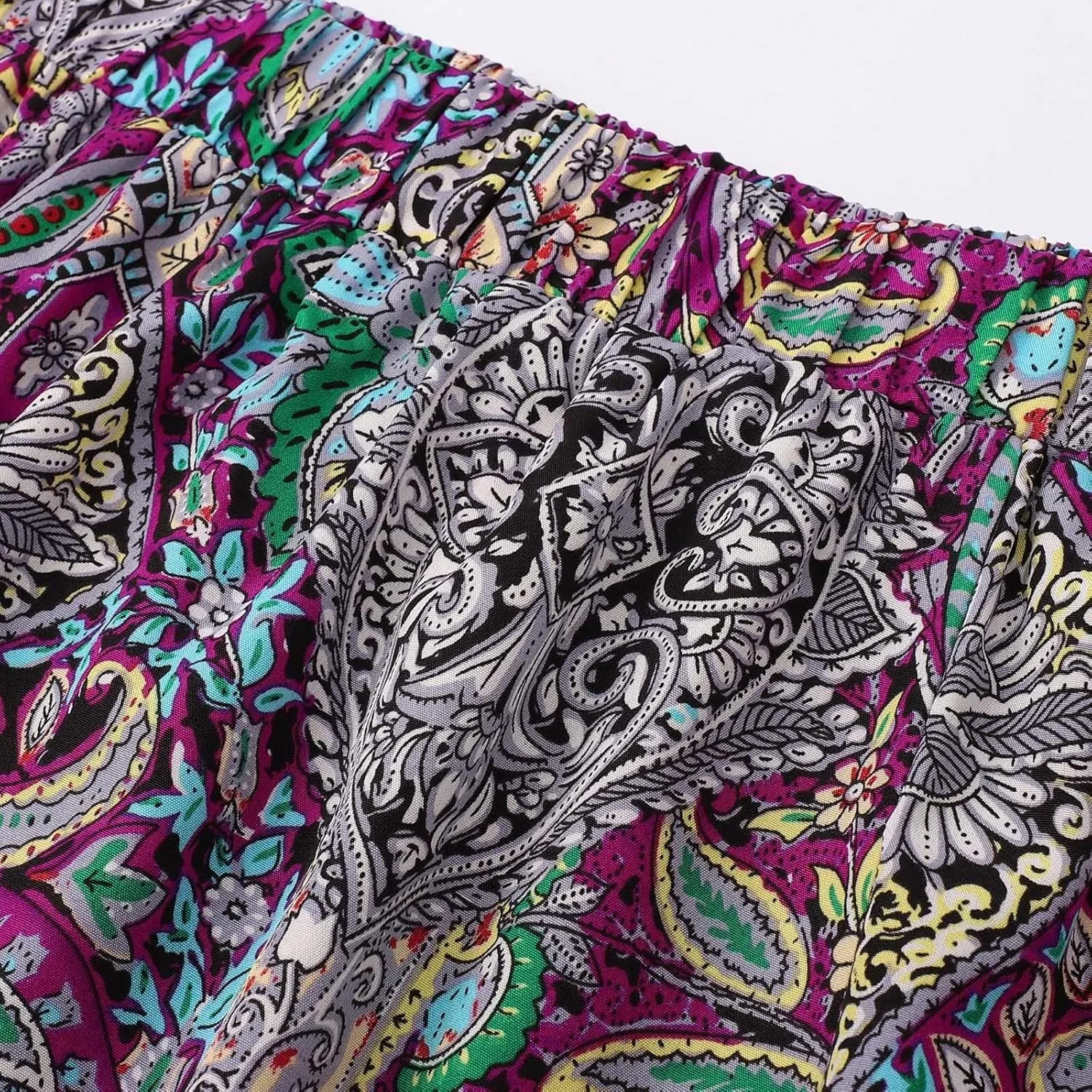 Women Boho Maxi Skirt Flowy Floral Side Slit Long Skirts Peasant Print Summer Vacation Beach Skirt 2025 Fashion
