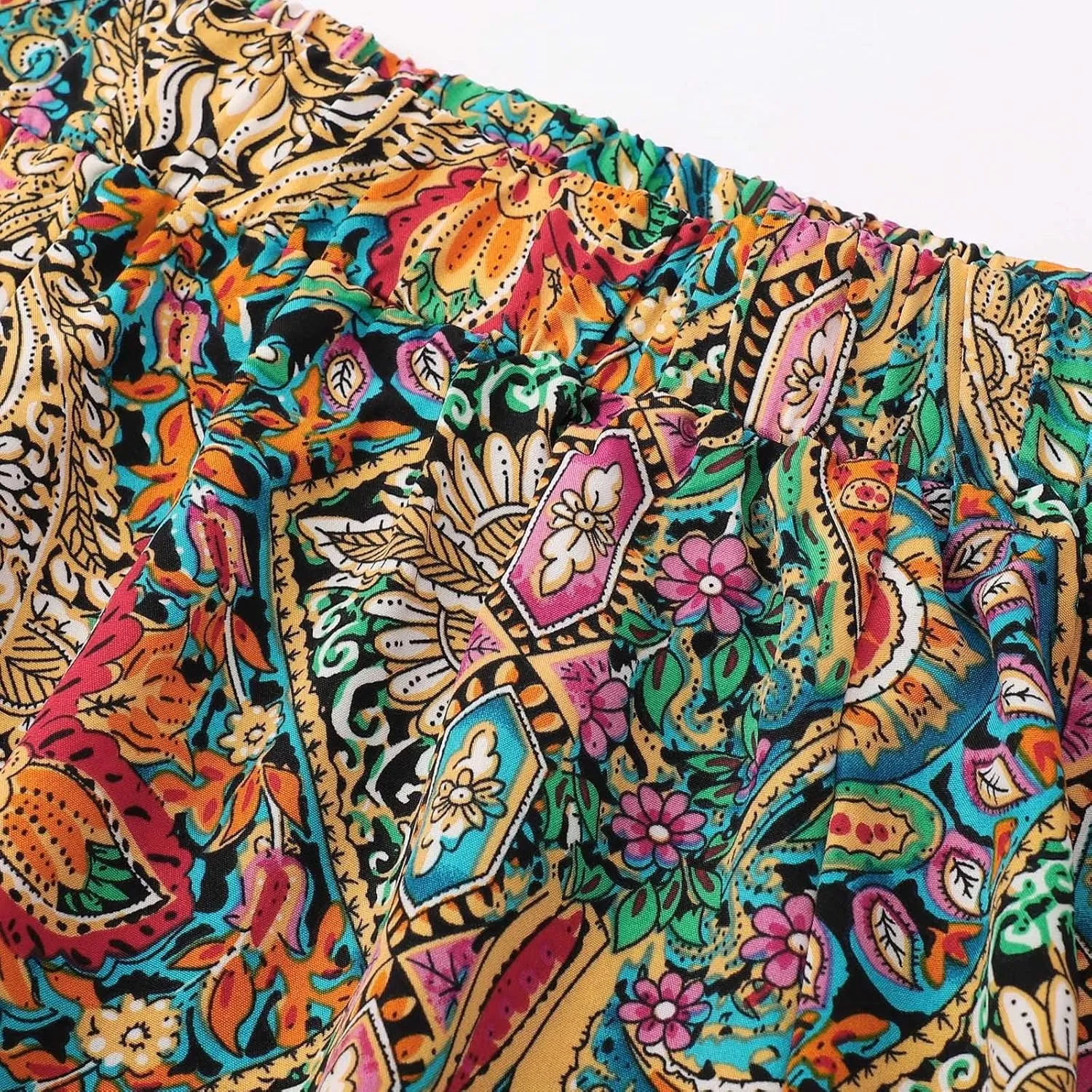 Women Boho Maxi Skirt Flowy Floral Side Slit Long Skirts Peasant Print Summer Vacation Beach Skirt 2025 Fashion