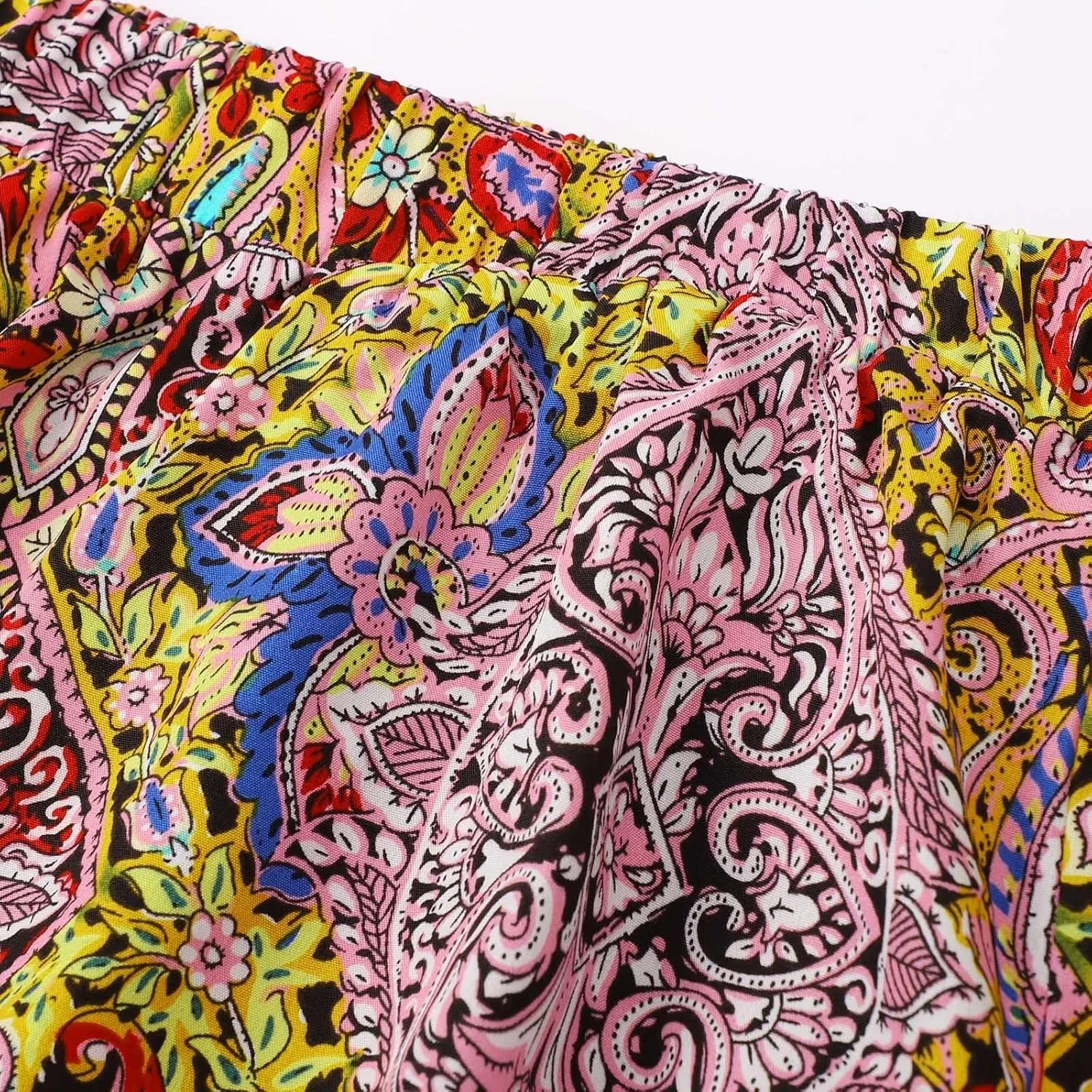 Women Boho Maxi Skirt Flowy Floral Side Slit Long Skirts Peasant Print Summer Vacation Beach Skirt 2025 Fashion