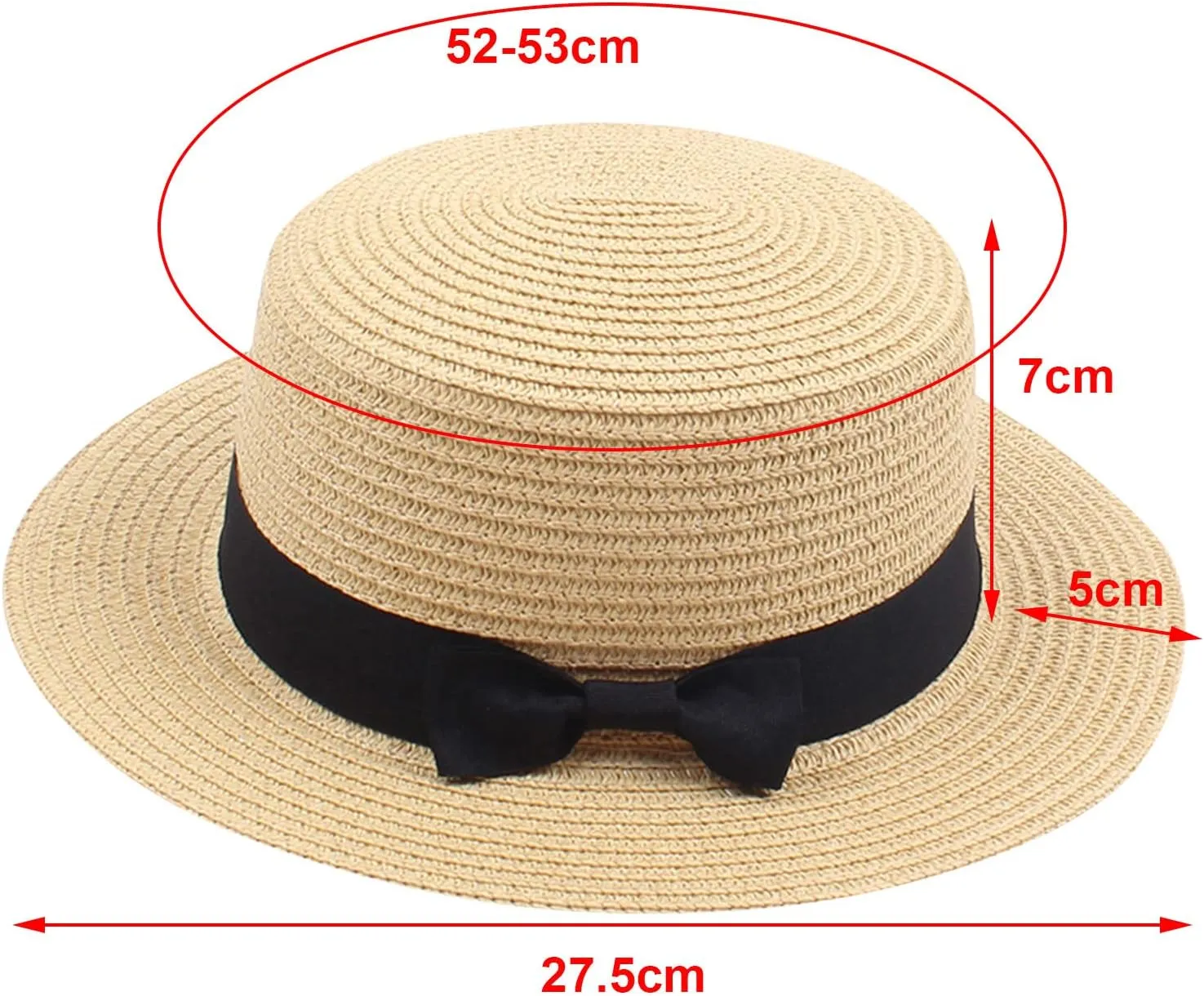 Women Fedora Straw Sun Hat Summer Short Brim Flat Top Pork-Pie Cap for Outdoor Sun Protection