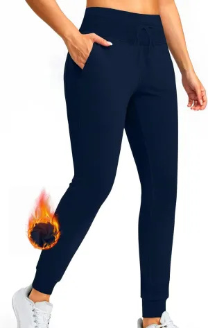 Women Fleece Lined Joggers Warm Winter Sweatpants High Waisted Hiking Pants Thermal Running Trousers with Pockets