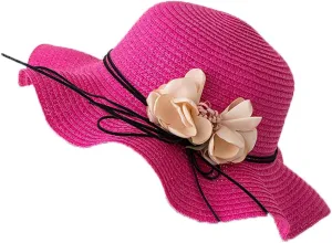 Women Foldable Lady Floppy Vintage Outdoor Sun Hats Summer Straw Hat Wide Brim Beach Sun Cap for Beach Garden