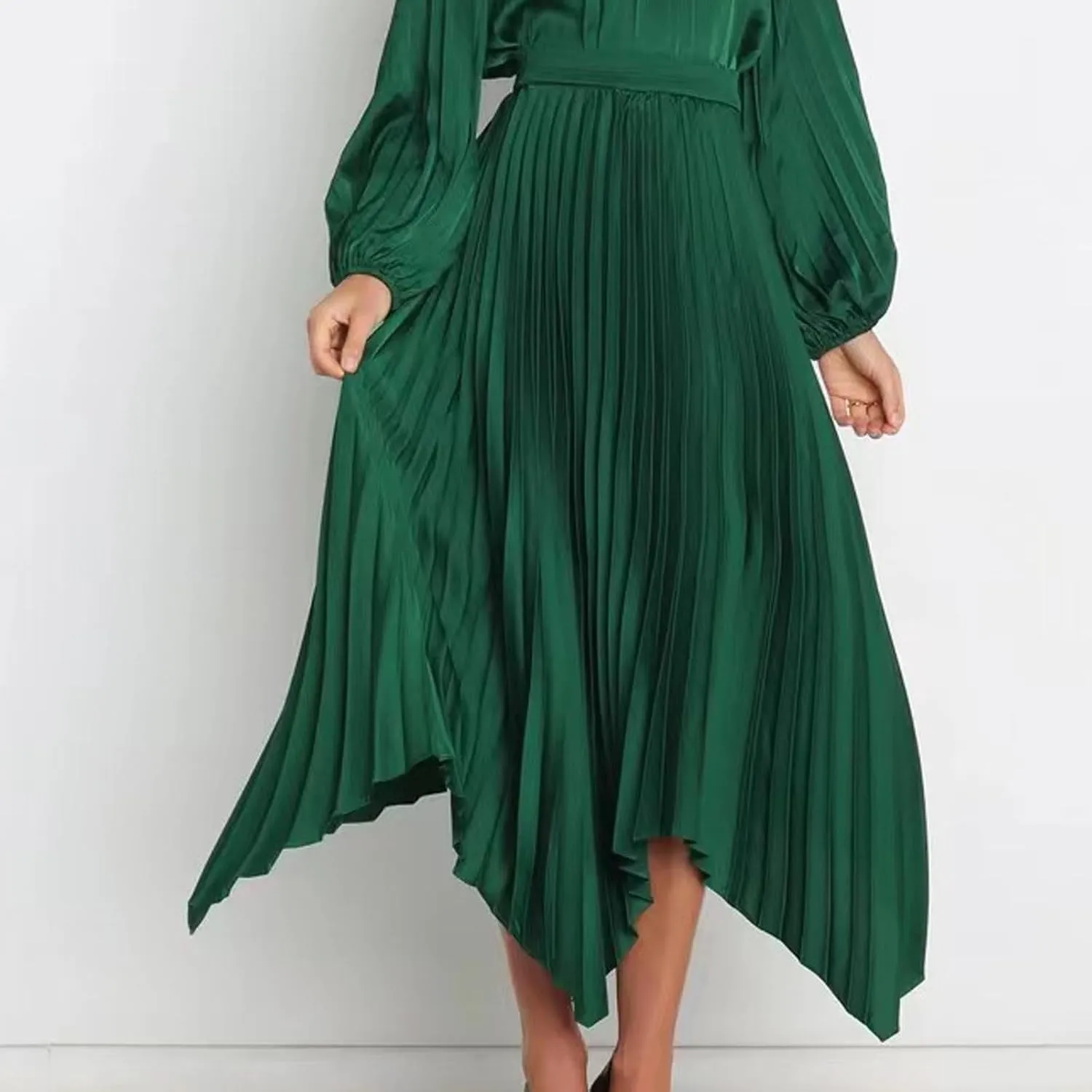 Women High Waisted Flowy Skirts A-line Long Maxi Skirt Casual Summer Pleated Skirts Asymmetrical Skirt Travel Outfit
