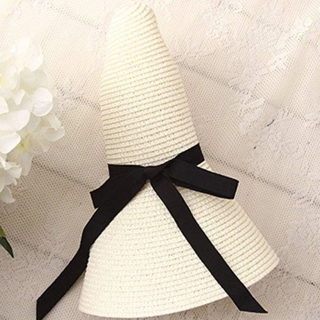 Women Ladies Floppy Beach Sun Foldable Cap New Summer Wide Brim Straw Hat Bucket Cap for Beach Fishing Hiking
