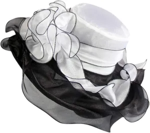 Women Organza Kentuck𝚢-Derby Hat Fascinators Bucket Bowler Hat for Tea Party Bridal Wedding Church Dress Hat