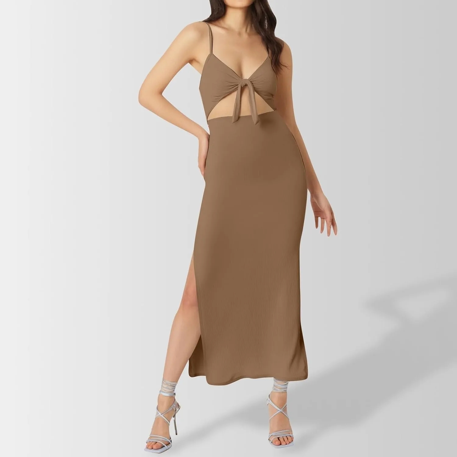 Women's Casual Fashion Sexy Suspender with Out Side Slit Wrap Hip Skirt Cute Shirt Dresses for Women