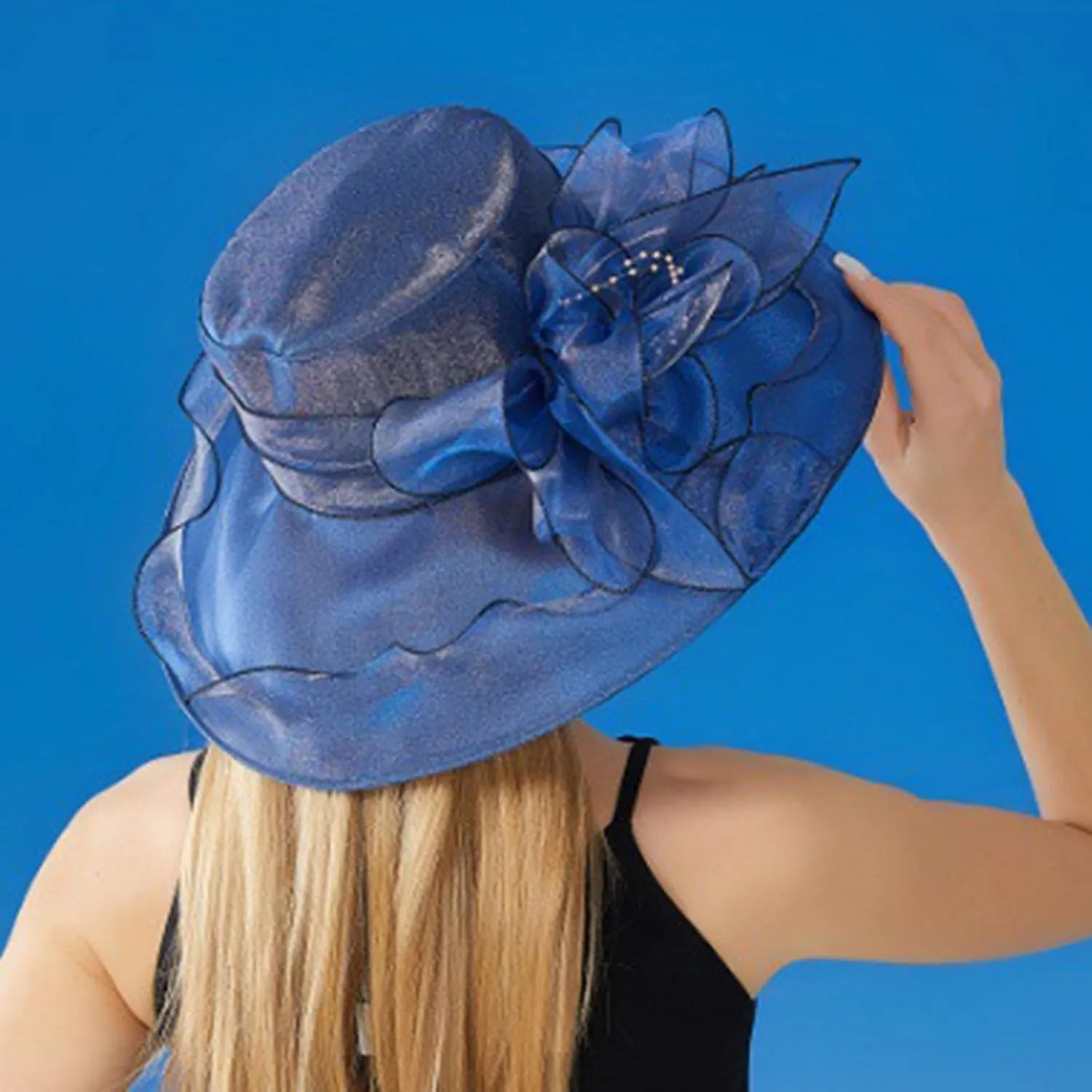 Womens Church Kentuck𝚢-Derby Hat Wide Brim Tea Party Wedding Cap Fascinators Dress Party Wedding Holiday