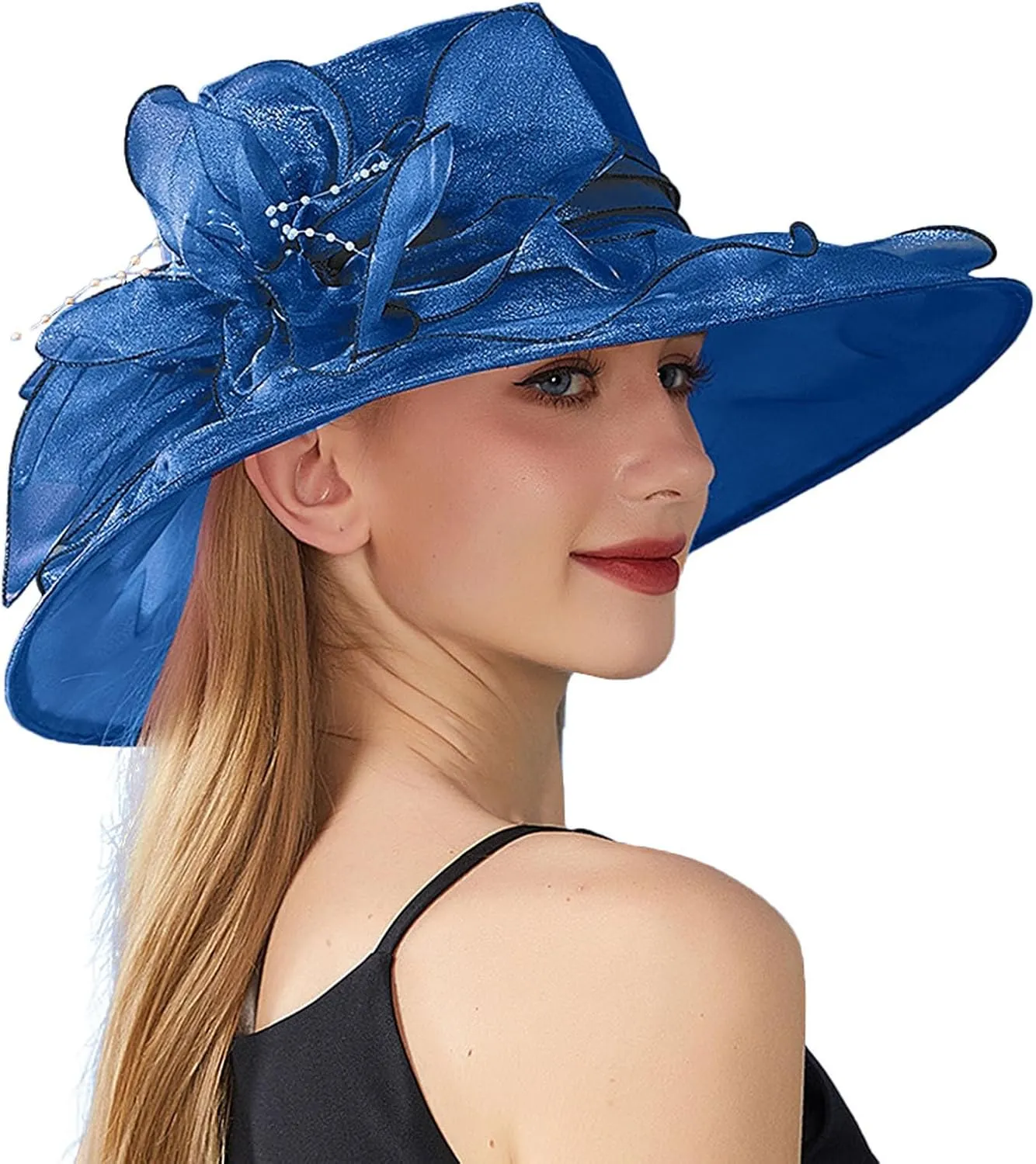 Womens Church Kentuck𝚢-Derby Hat Wide Brim Tea Party Wedding Cap Fascinators Dress Party Wedding Holiday