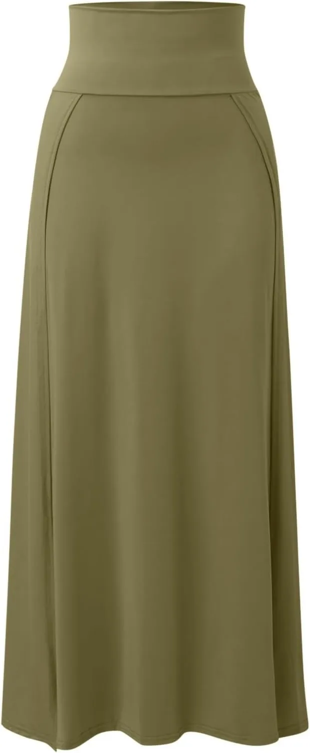 Womens Double Split Maxi Long Skirt Ladies Plain Basic Two Side Slit 4 22 Toddler Girls Skirt Pack
