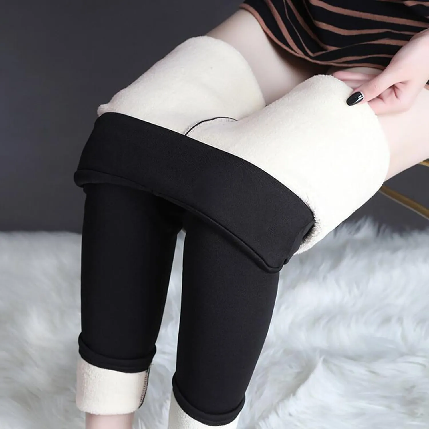 Women's Fleece Leggings Womens High Waist Leggings Exercise Wear Sports Plus Fleece Yoga Pants Long Pants
